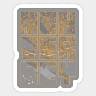 Monterrey, Nuevo Leon, Mexico City Map Typography - Bauhaus Sticker